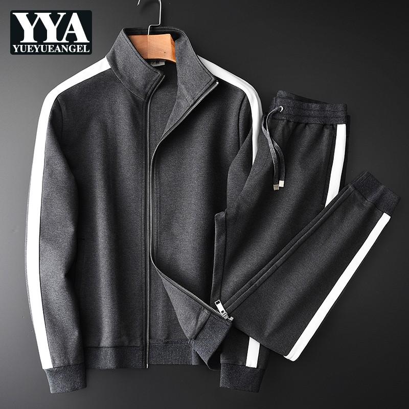 

Men's Tracksuits Brand Fashion Mens Autumn Joggers Tracksuit Long Sleeve Side Striped Casual Two Piece Sets Male Outside Sweatpants Outfits, Grey