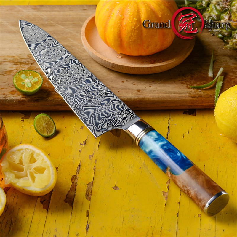 

Grandsharp 7.5 Inch Chef Knife 110 Layers Damascus Kitchen Knives Stainless Steel Cookware Kitchenware Slicing Cooking Tool