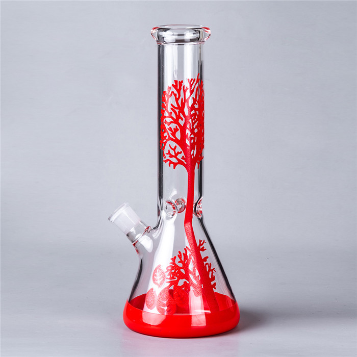 

Ship within 24 hour Red tree Glass Bong hookah glass water pipes beaker recycler 11 inch bongs dab rig oil burner ash catcher bubbler FY2078