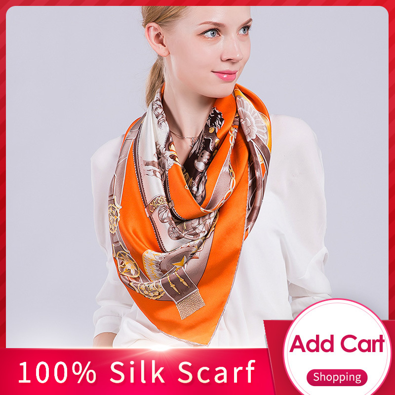 

100% Pure handkerchief 108*108 centimeters Silk handkerchiefs Xales and Wraps for Lady 2020 De Luxo Hangzhou Natural square UJ47
