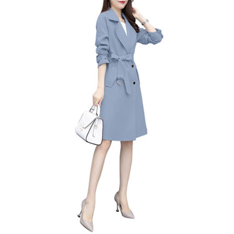 

2020 New Spring Autumn Female Classic A-Line Trench Coats Women Turn-Down Collar Double-Breasted Belt Windbreaker Outwear M248, Orange