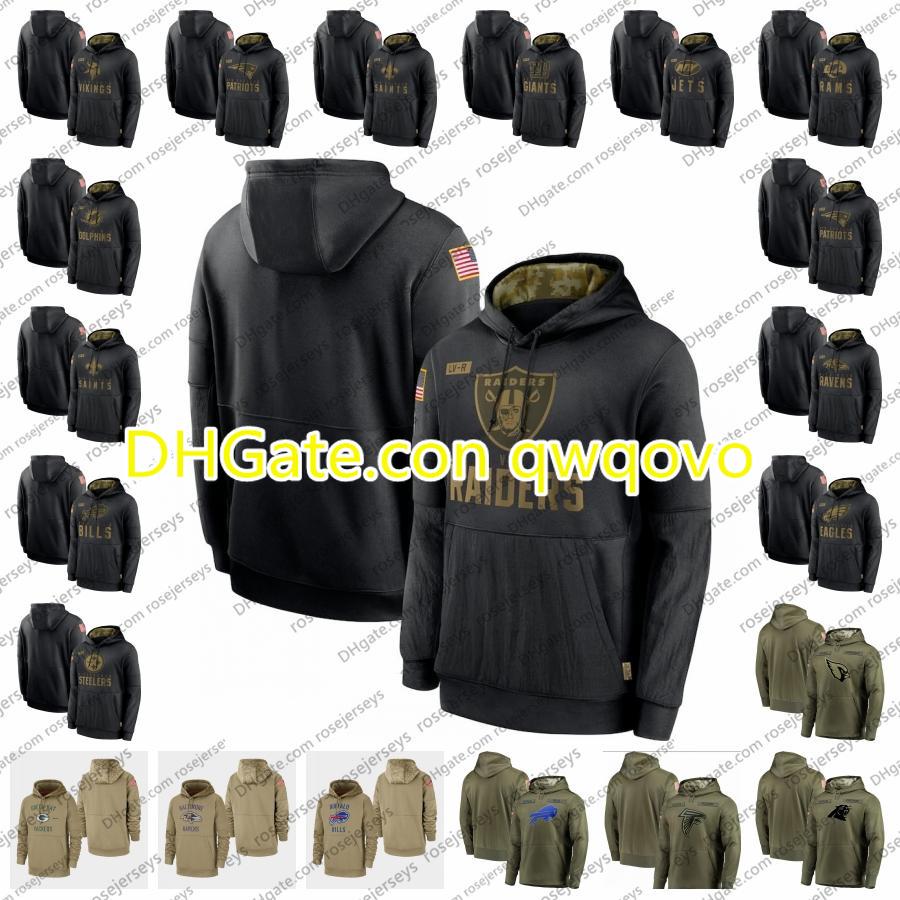 

2020 Black Sweatshirt Olive Tan Salute to Service Pullover Hoodie New York Orleans Patriot Saints Las Vegas Giant Raider Men Women Youth Kid, Blue;black