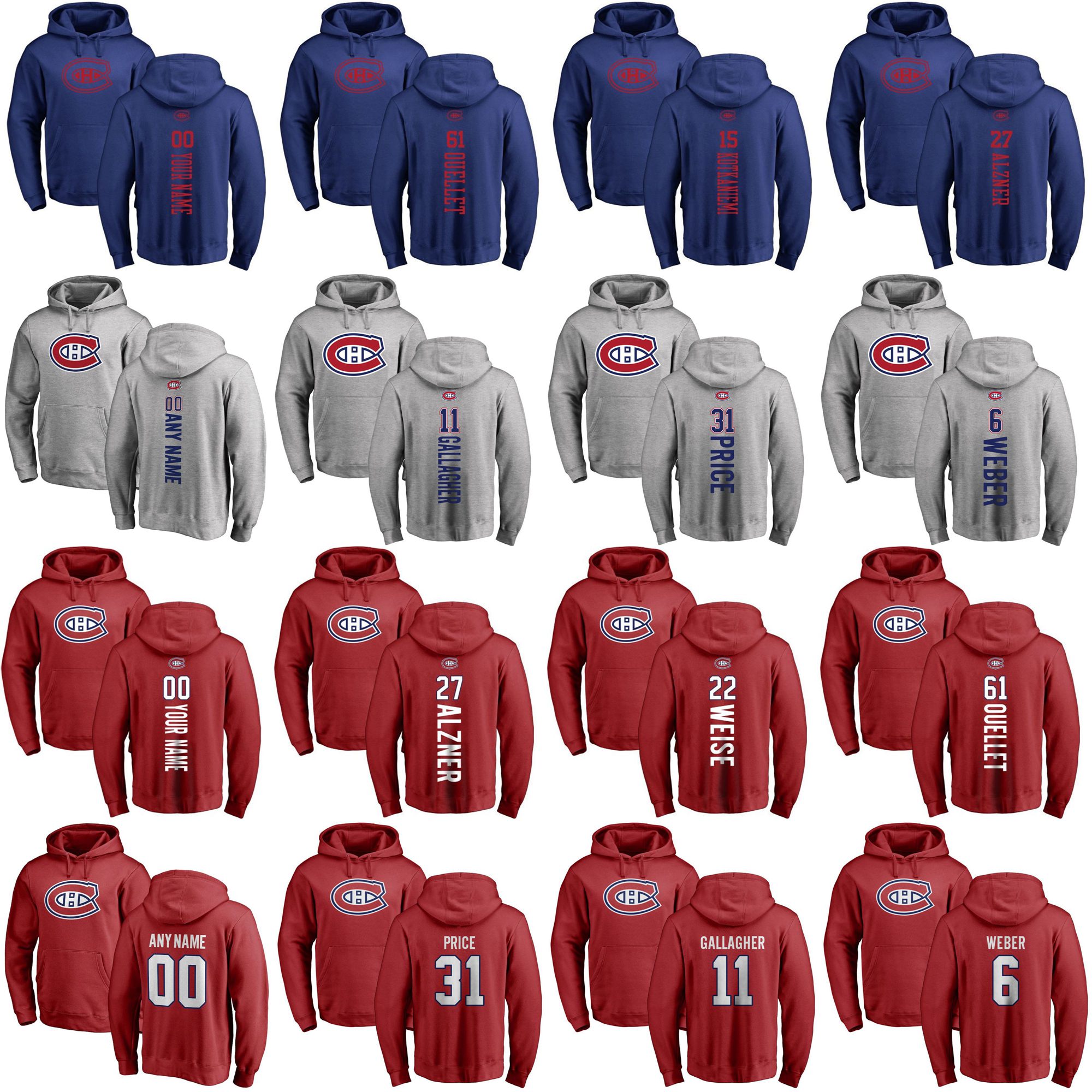 

Montreal Canadiens Pullover Hoodie 31 Carey Price 14 Nick Suzuki 10 Guy Lafleur 11 Brendan Gallagher Shea Weber Hockey Sweatshirts Custom, Youth royal
