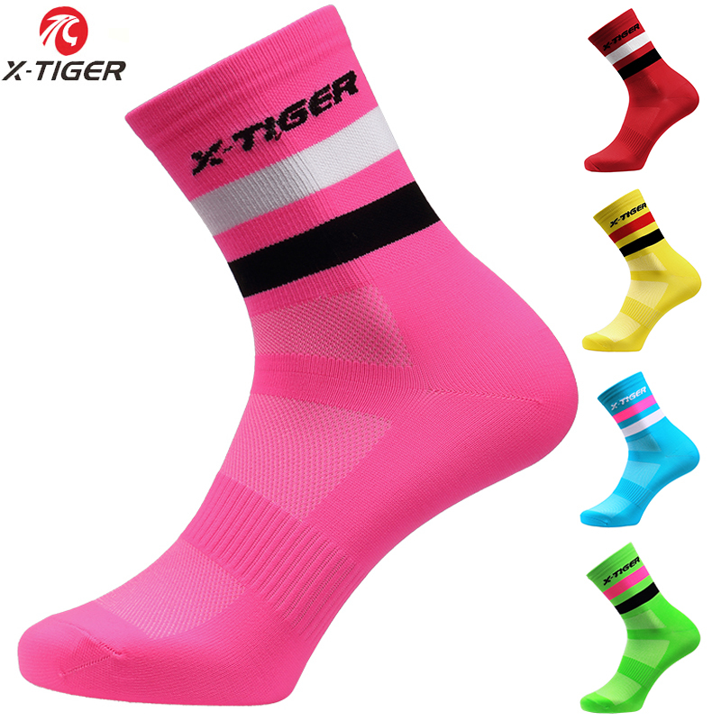 

X-TIGER Women Men Professional Cycling Socks 7 Colors Road Bicycle Socks Outdoor Brand Racing Bike Compression Sport Socks Q1117, 4 pairs-lot