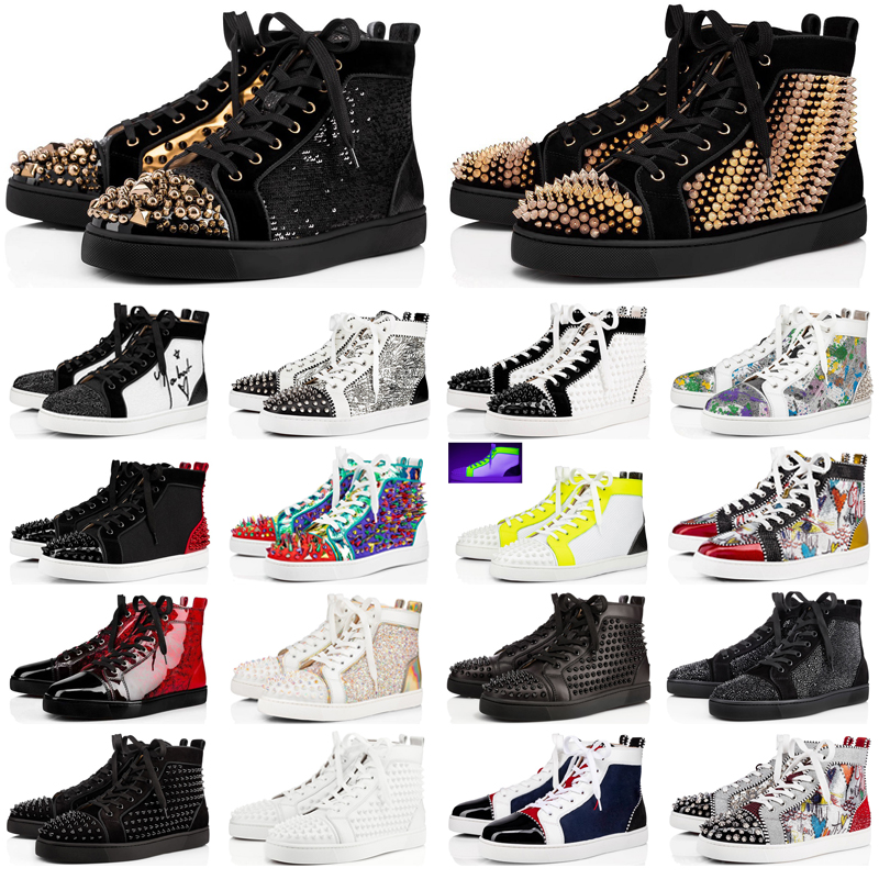 

New Mens Sneakers Red bottoms Studded Spikes suede leather Top quality Black Silver Fashion Women dress shoes Party Lovers size 36-46, #7