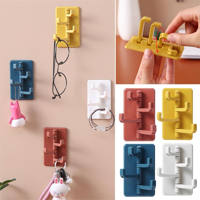 

Rotary Hook Multi-Purpose Rotatable 4-Link Hook Kitchen Bathroom Wall Rack Towel Rack No Punching and Trackless Sticking DNJ998