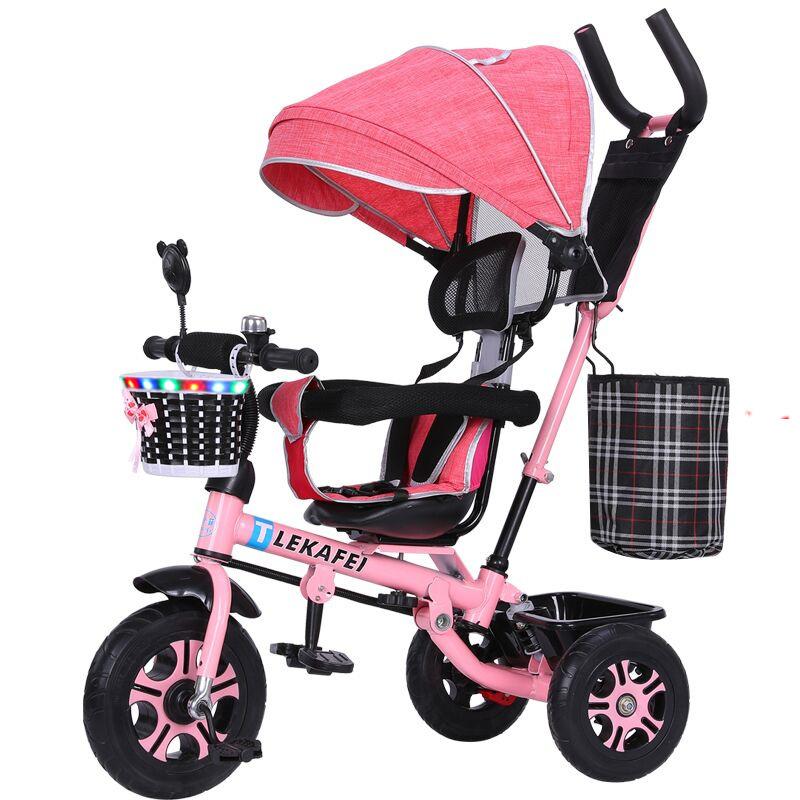 

4 in 1 Kids Push Tricycle Baby Toddler Trike Bike 3 Wheel Ride On Toy Children Infant Stroller Parent Handle Rotatable seat