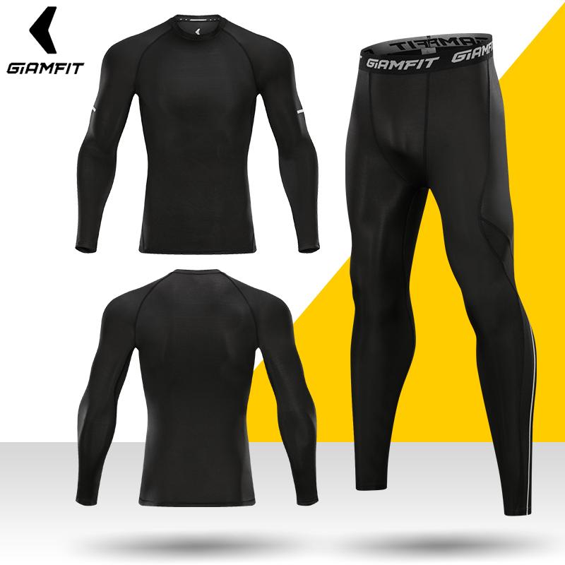 

Men's Compression Tights Gym Fitness Sports Suit Clothes Running Jogging Sportswear Exercise Workout Tights Sport Training Pants, Black