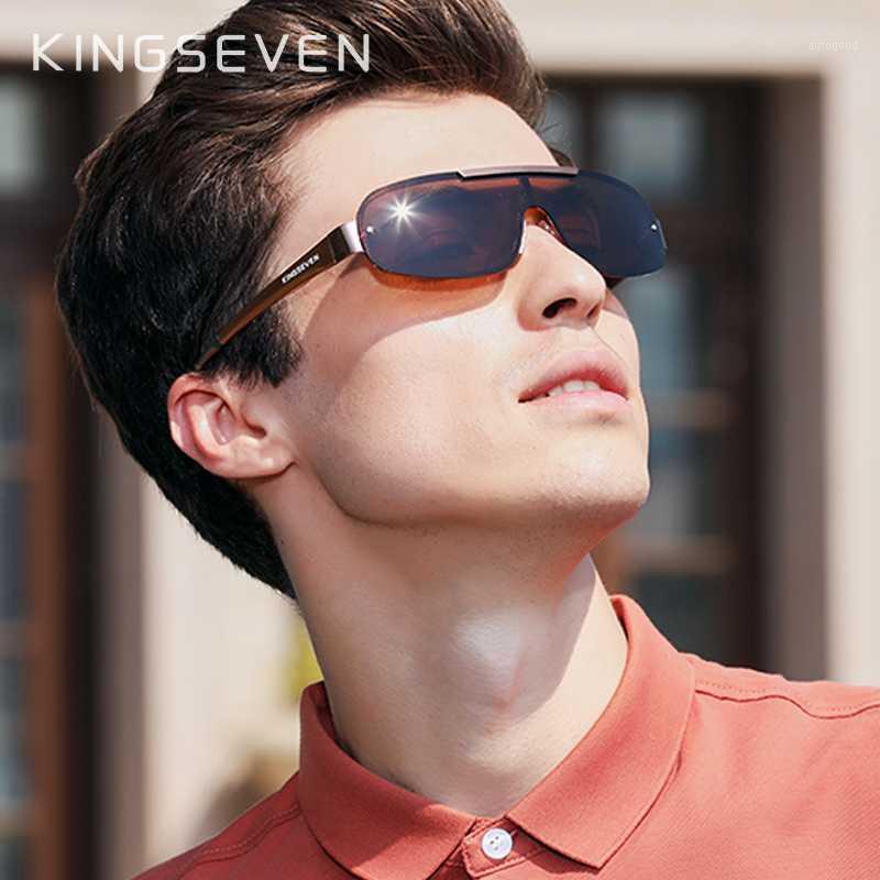 

KINGSEVEN Design Aluminum Men's Glasses Polarized Sunglasses Goggle Integrated Lens Original Eyewear New1