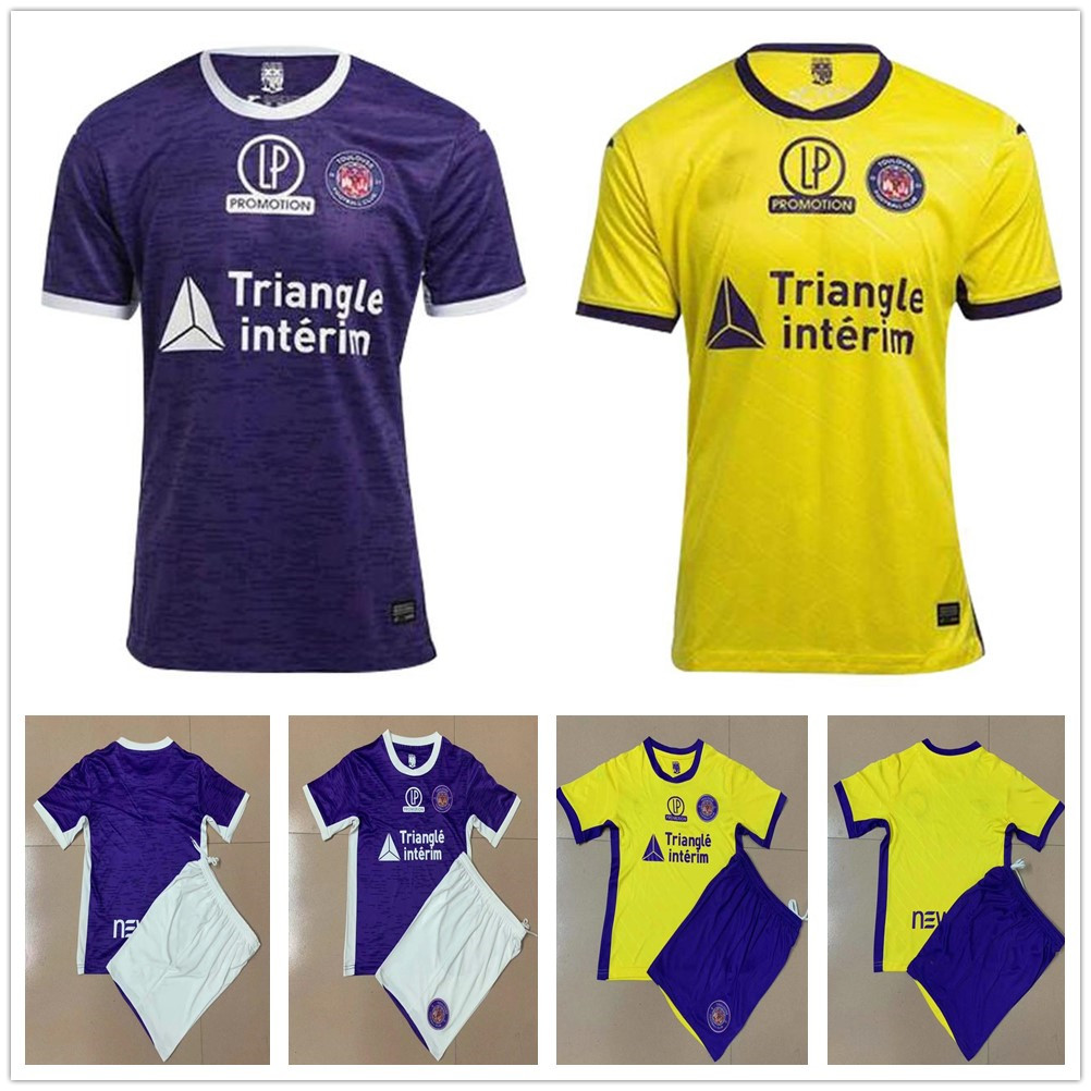 

20 21 Toulouse FC maillot de foot Home Away Purple Yellow Soccer Jerseys Akpro Braithwaite Trejo Toivonen Custom Men Kids Kit football Shirt, Kids size 16-28