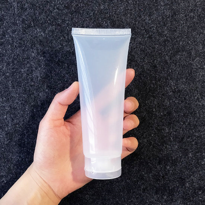 

48pcs 120g Empty Clear Soft Refillable Plastic Lotion Tubes Squeeze Cosmetic Packaging, Cream Tube Flip Lids Bottle Container
