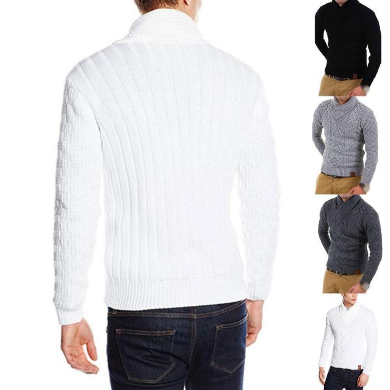 

Autumn And Winter Men' Fashion Sweater Sweater Pattern Neck Pullover American High Knitting Casual Half European And Sweat U7B6