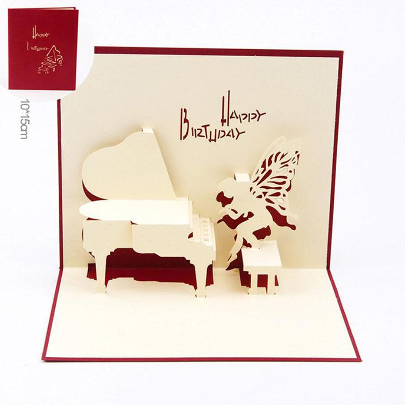 

3pcs or 10pcs A Set Play Piano Bussiness Invitation Greeting Card Postcard Birthday Friend Creative Gift Blessing Paper
