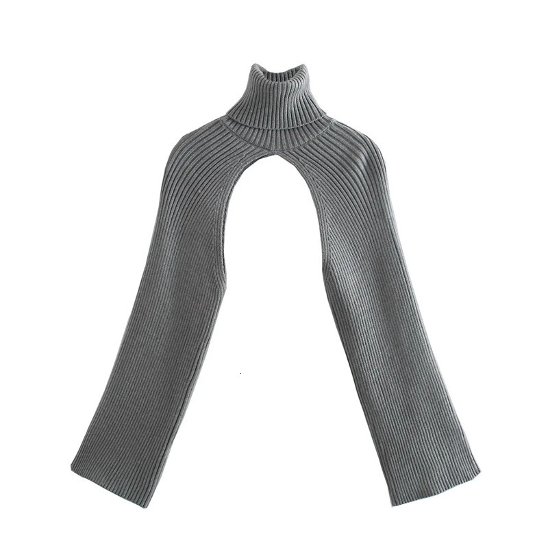 

2021 New Fashion Arm Warmers Turtleneck Knitted Women Sweater Wide Long Sleeve Knit Top Female Warm Tunic Chic Pullovers 02tl, Gray