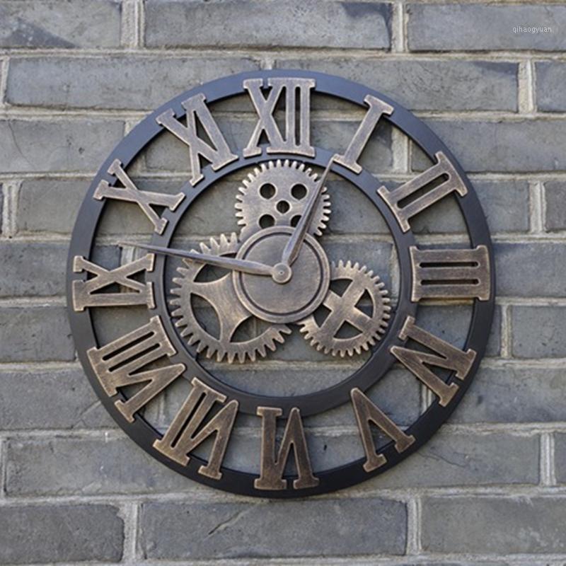

Wall clock retro rustic decorative luxury 3D clock art big gear wooden vintage large wall on the Handmade 30-50cm1