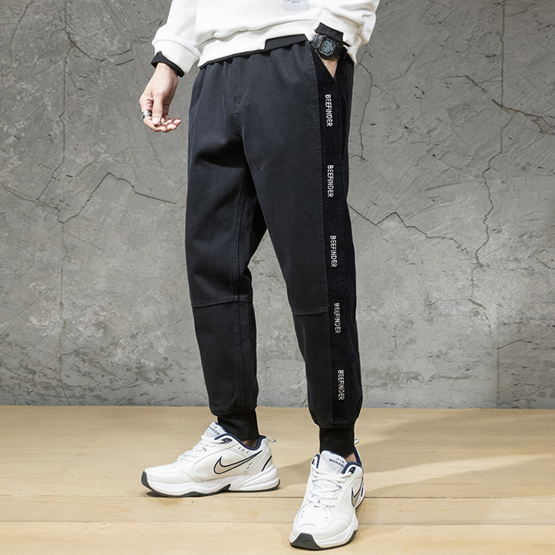 

2021 New Japanese Fashion Men Jeans Loose Fit Corduroy Spliced Designer Casual Cargo Pants Wide Leg Trousers Streetwear Hip Hop Joggers Kko0, Khaki