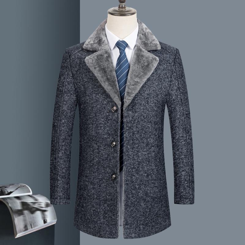 

Male cloth coat 2020 middle-aged men's winter leisure wool single-breasted man cloth coat dust lapels, See chart