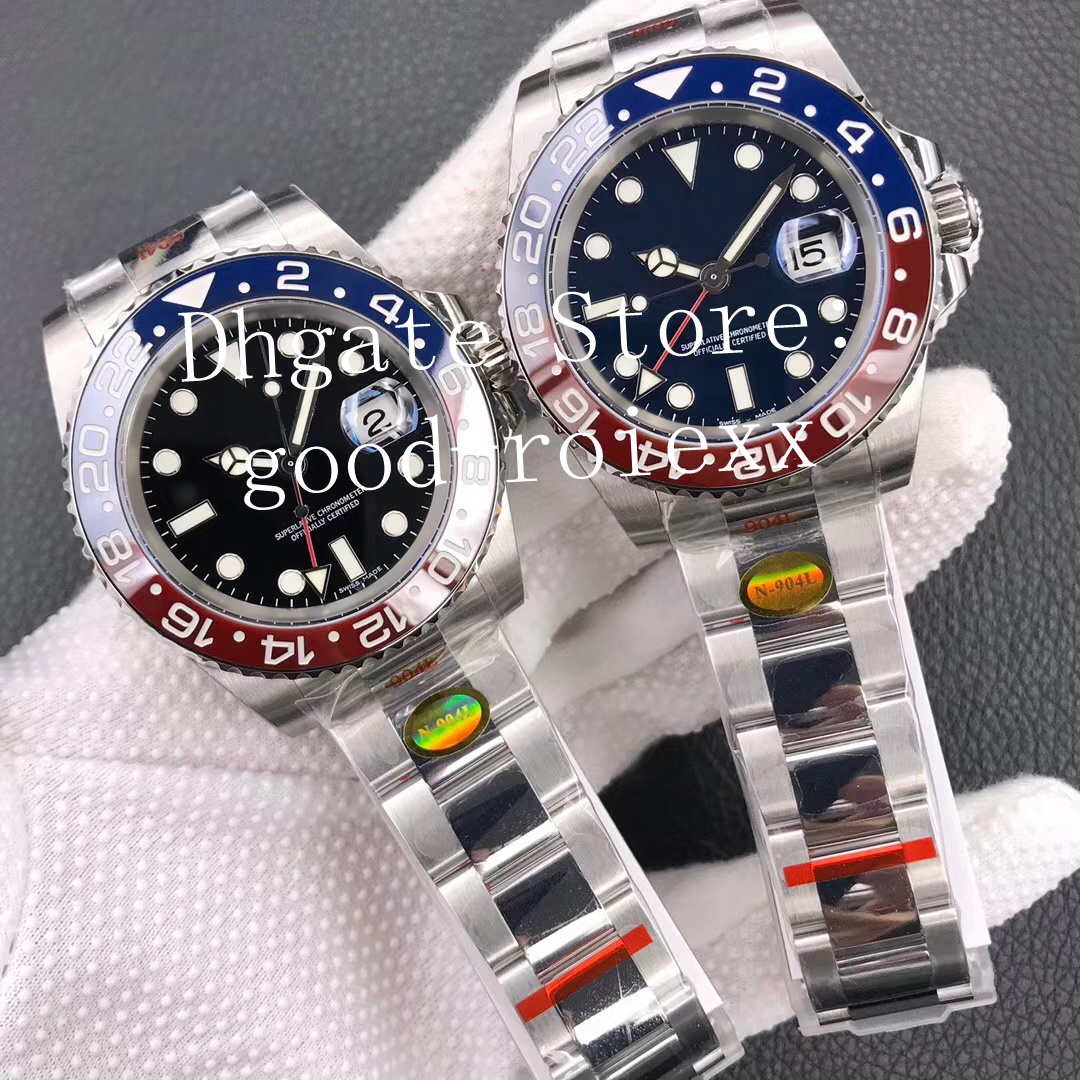 

Mens Red Blue Ceramic Bezel Automatic Cal.3285 Movement Cal.3186 Watch Men 904L Steel Pepsi Batman 116719 Noobf 126719 Auto Date Watches, Box
