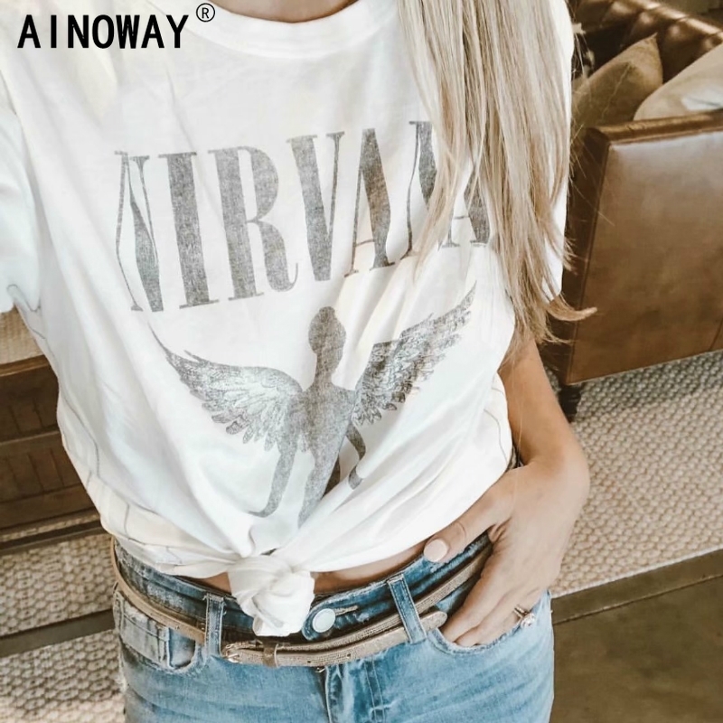 

Summer vintage boho chic women angel print short sleeve t-shirt ladies tops cotton bohemian Tee shirt camiseta feminina Y200109, White
