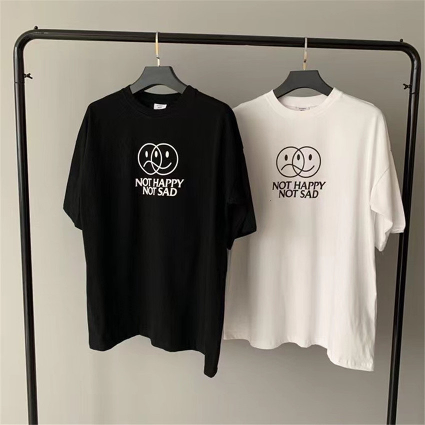 

2021 New Oversize Embroidery T-shirt Men Women 1:1 Top Quality Vtm Tee Vetements Shop Happy Not Sad t Shirt Ggfp