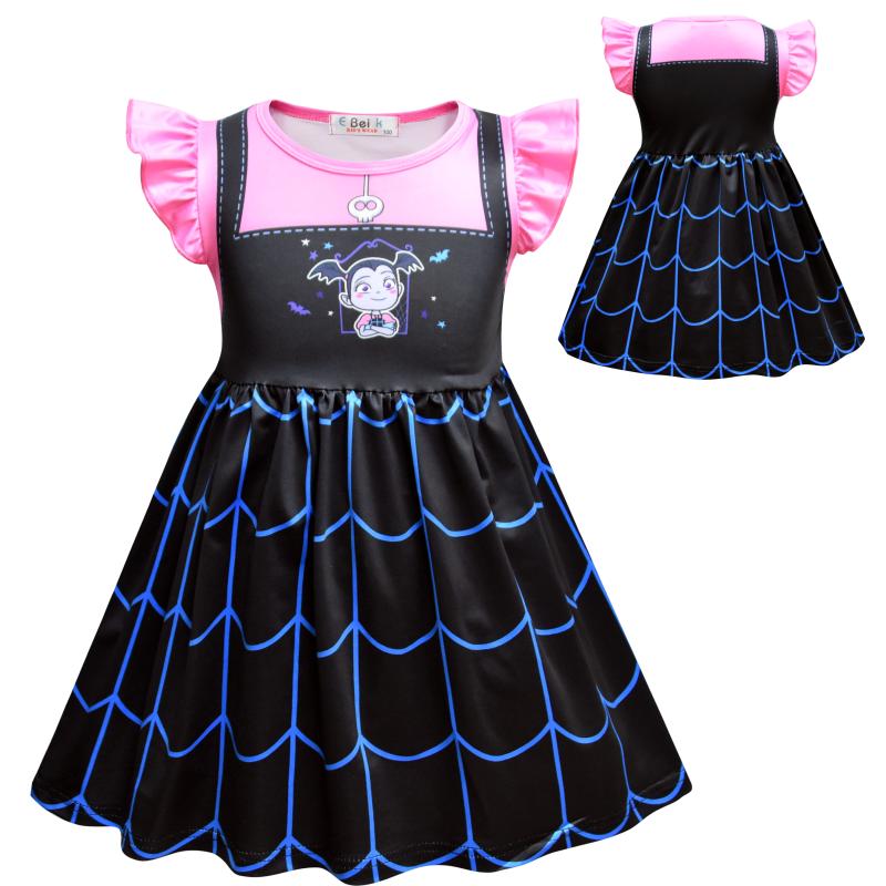 

Children Girl Halloween Vampire Cosplay Bat Dress Flying Sleeve Costume Party Dress, 3942ybk