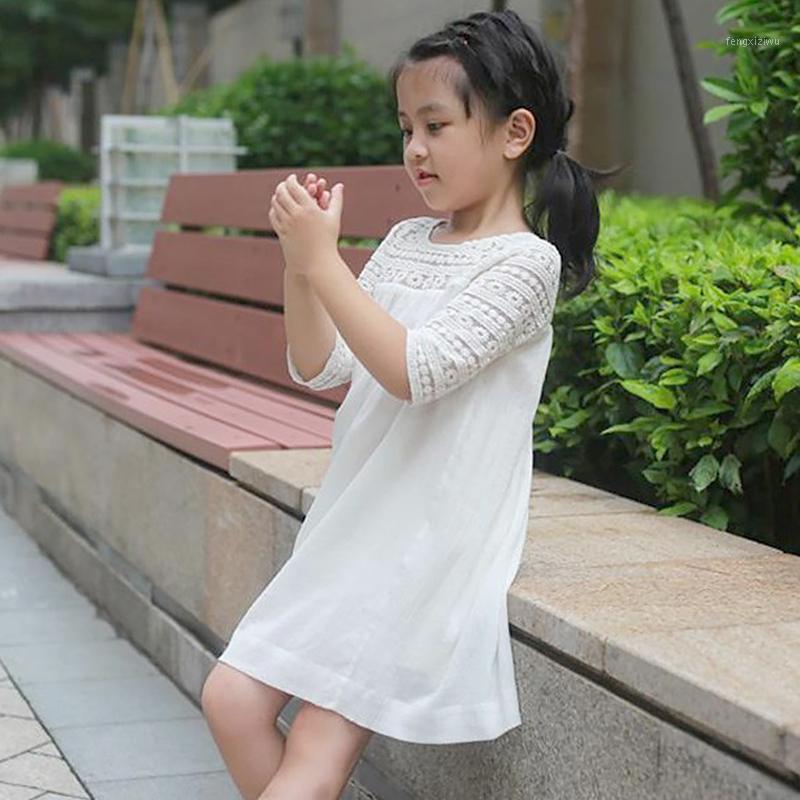 

New Fashion Boho Summer Baby Girls Kids Beach Dress Cute Half Sleeve Embroidery Infant Baby Sundress Girls Casual Outfit Clothes1, White