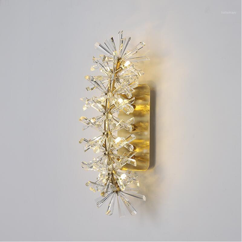 

Nordic crystal wall lamp living room background wall lamp modern fashion bedroom bedside aisle lights1