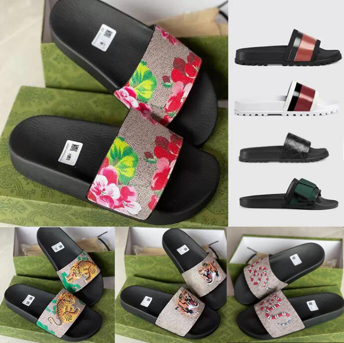 

2021 Brand Men Women Rubber Slides Sandal designer slippers summer fashion Flower snake Printed Animal luxury Casual shoes Womens Leather Top quality 311, Sock