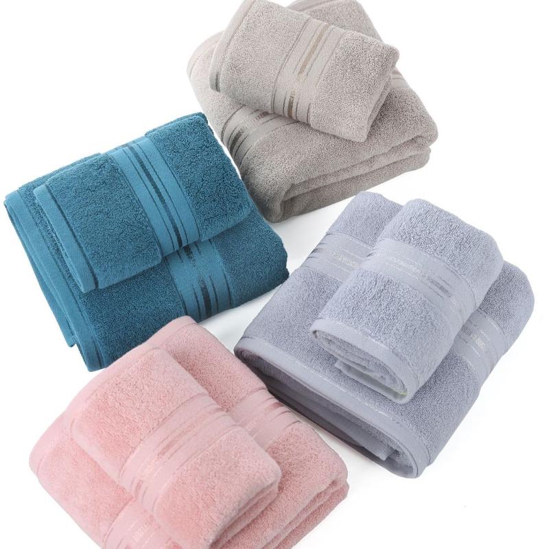 

New 2PC/Set 100% Cotton Bathroom Rectangle Quality Bath Towel Solid Color Face Towel Adults Home Shower
