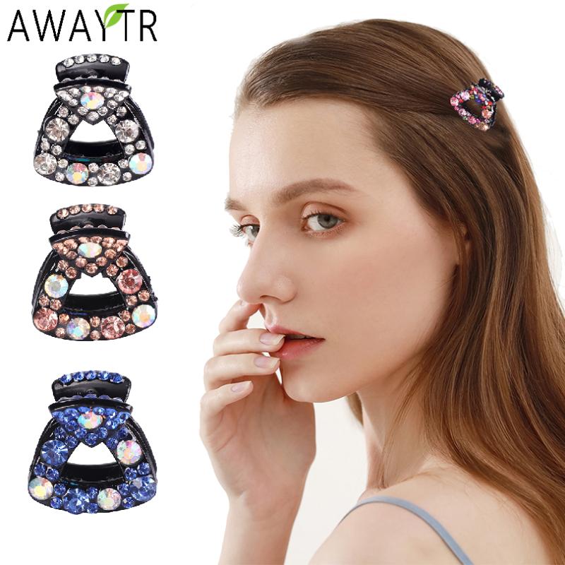 

AWAYTR Korean Small Rhinestone Hair Claw Hairpin Women Hair Jaw Crab Clips Crystal Hairgrip Flower Fashion Accessories Band