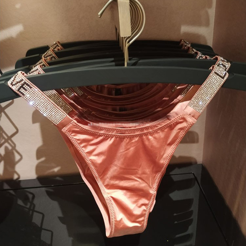

Sexy Women Thongs Love Letter Rhinestones G-string Diamonds Thong Pink Fashion Low Waist Shorts T-back Fitness Triangle Panties, Black brick blue