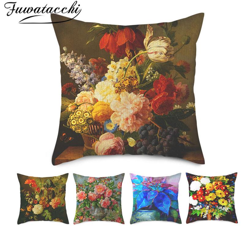 

Fuwatacchi Pure Linen Floral Cushion Cover Beautiful Flower Photo Pillow Cover for Home Chair Sofa Decorative Pillowcase 45x45cm, Ymfpc002550
