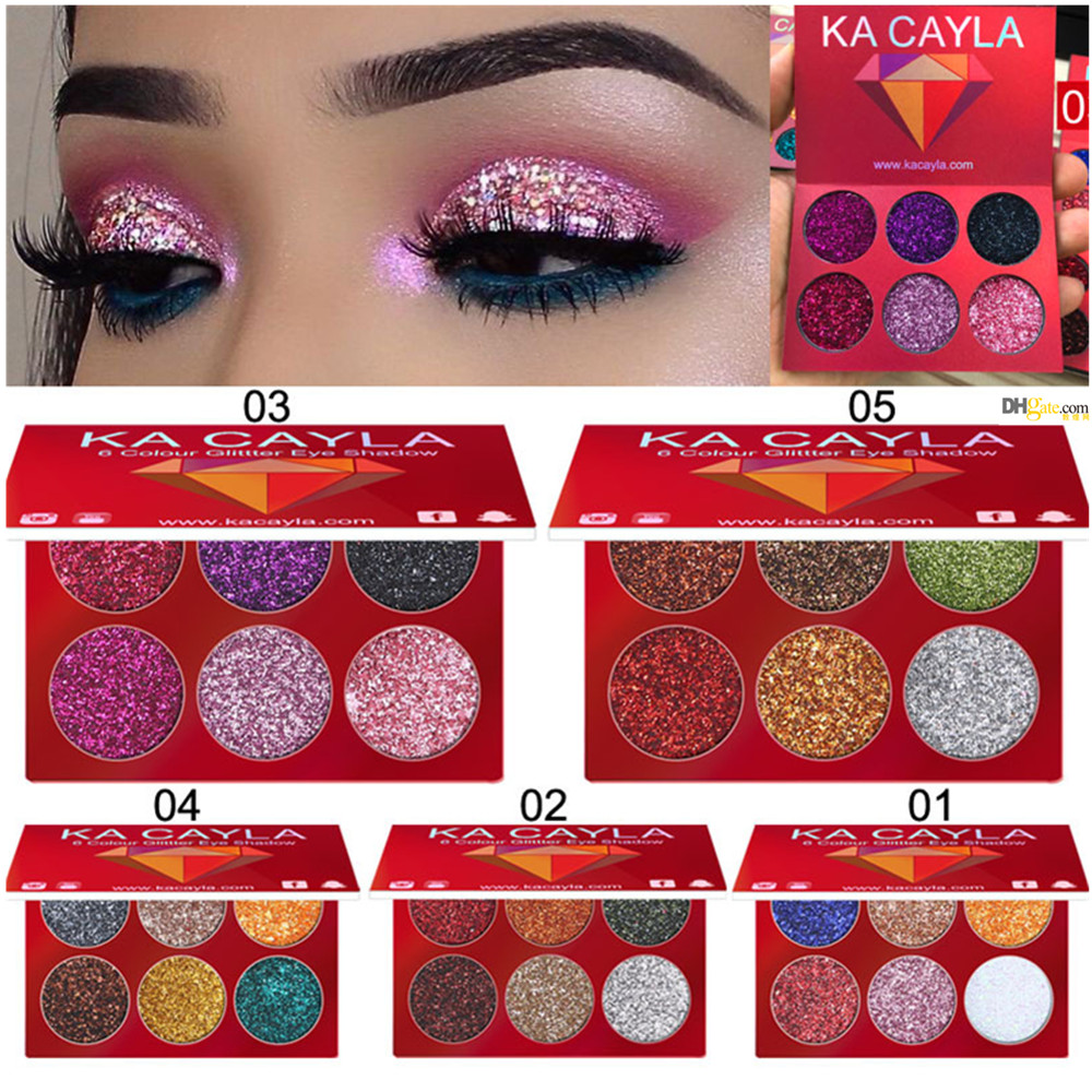 

KA CAYLA Professional 6 Colors Glitter Eye Shadow Diamond Sequined Eyeshadow Palette Matt Waterproof Makeup Cosmetic Set TSLM2, 01