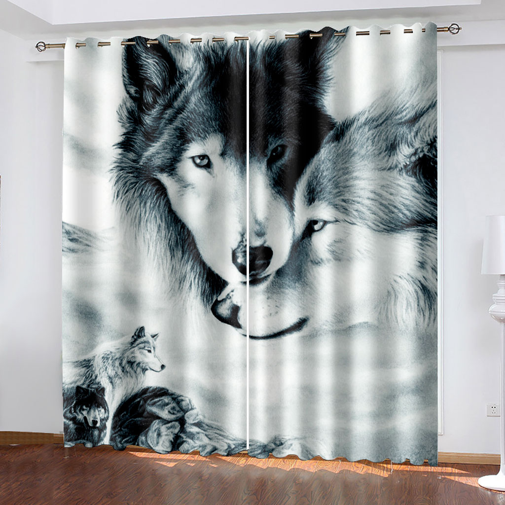 

Fashion Customized 3D Curtains Photo 3D Curtains for Living Room Window black animal curtains, As show