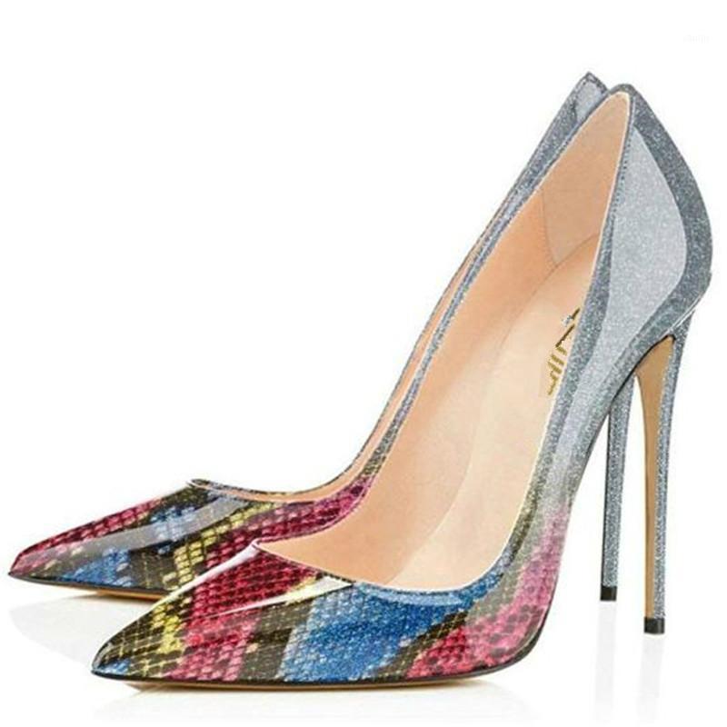 

YECHNE New Snake Skin Women High Shoes Patent Leathe Woman High Hooks Shoes Wedding Fashion Sexy Party Pumps Punch1, 10c m