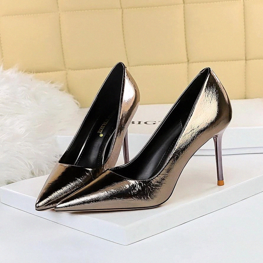 

BIGTREE Women's High Heels Shoes New 7 Color Crystal Cut-Outs Sexy Party Women Pumps Pointed Toe Fashion Female Dress Shoes Thin #JD1O, Black
