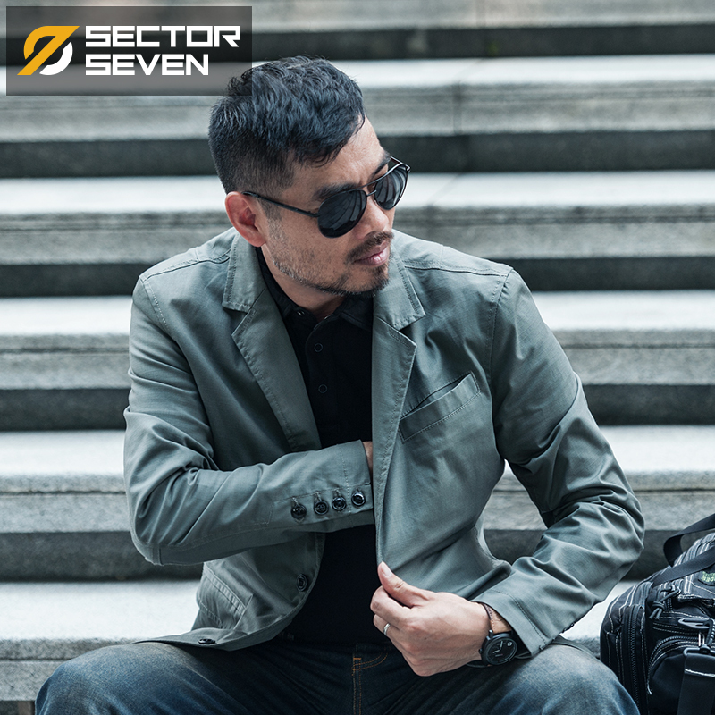 

SECTOR SEVEN Waterproof Military Style Suit Jacket Male Tactical Blazers Men Coat Slim Fit Cargo Pocket Design LJ201223, Black