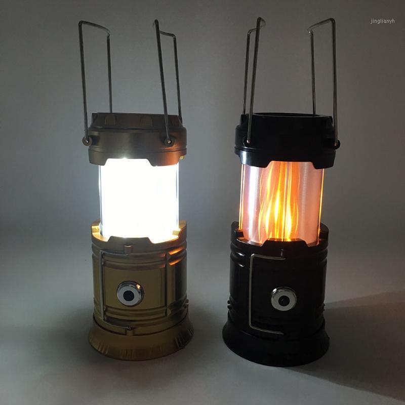 

LED Light Lamp Camping Lantern Solar Power USB Flame Ultra Bright Plastic For Outdoor Emergence SDF-SHIP1