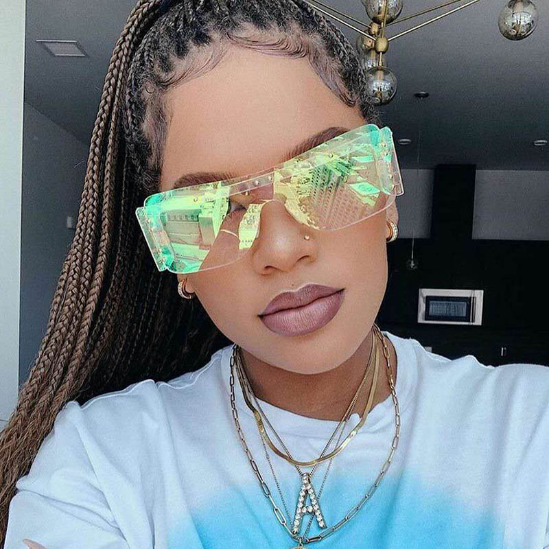 

Hot Colorful Pieces Sunglasses Mirror One Same Rimless Catwalk Model Wholesale Women Colors Fashion Goggles 2 Htott Afqvf, White;black