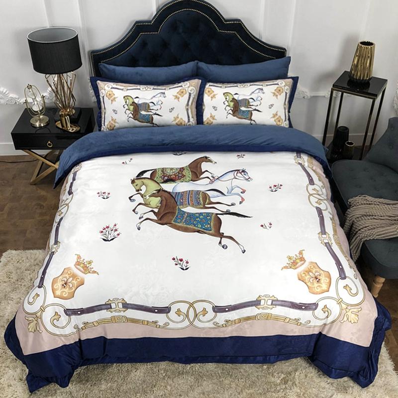 

High-end Luxury Exclusive Design Digital Printing Coral fleece Crystal Velvet Duvet Cover Bed Sheet Wedding Bedding Sets 4pcs #a, -dd-02