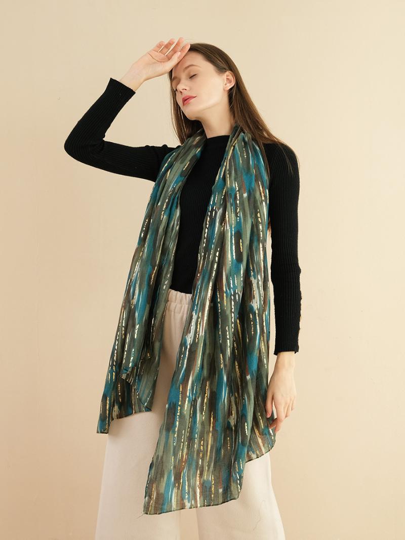 

Brand Bronzing Ink Painting Shawl for Women High-End Craft New Style Lady Winter Autumn Long Oversized Scarf 200x85cm Hijab