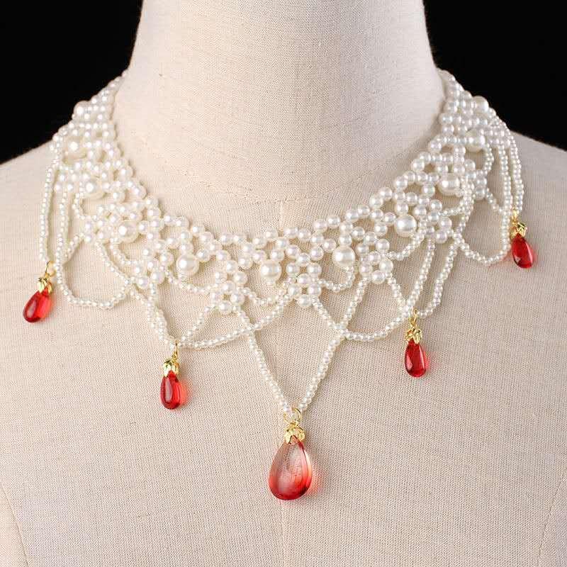 

Multipurpose Vintage Chinese Hanfu Pearl Chokers Necklaces for Women Party Jewelry Necklace Charms Hair Accessories
