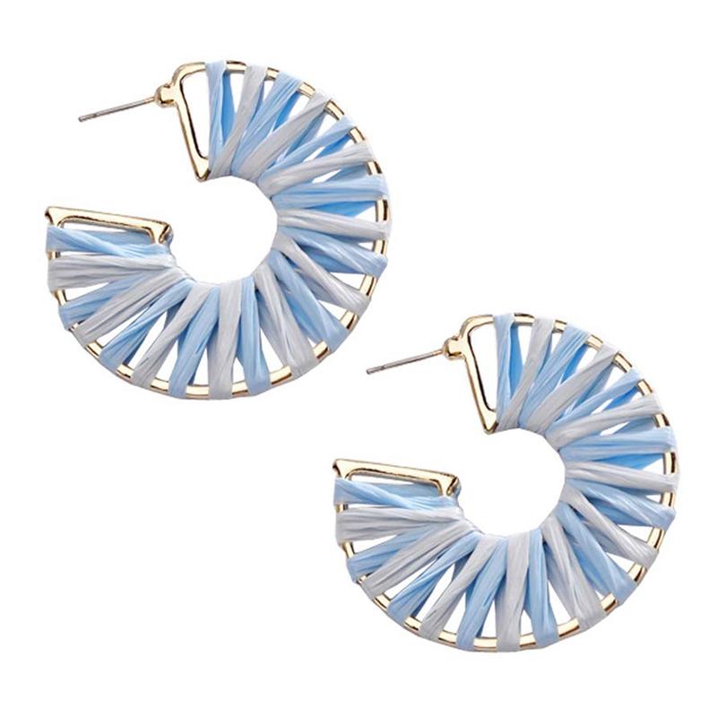 

Women's Hand Woven Bohemian Earrings Hollow Alloy Color Party Supplies 2 Pairs