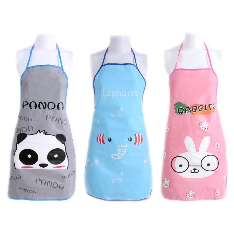 

Women Housewife Cartoon Kitchen Aprons Restaurant Waterproof Cooking Bibs Crafts