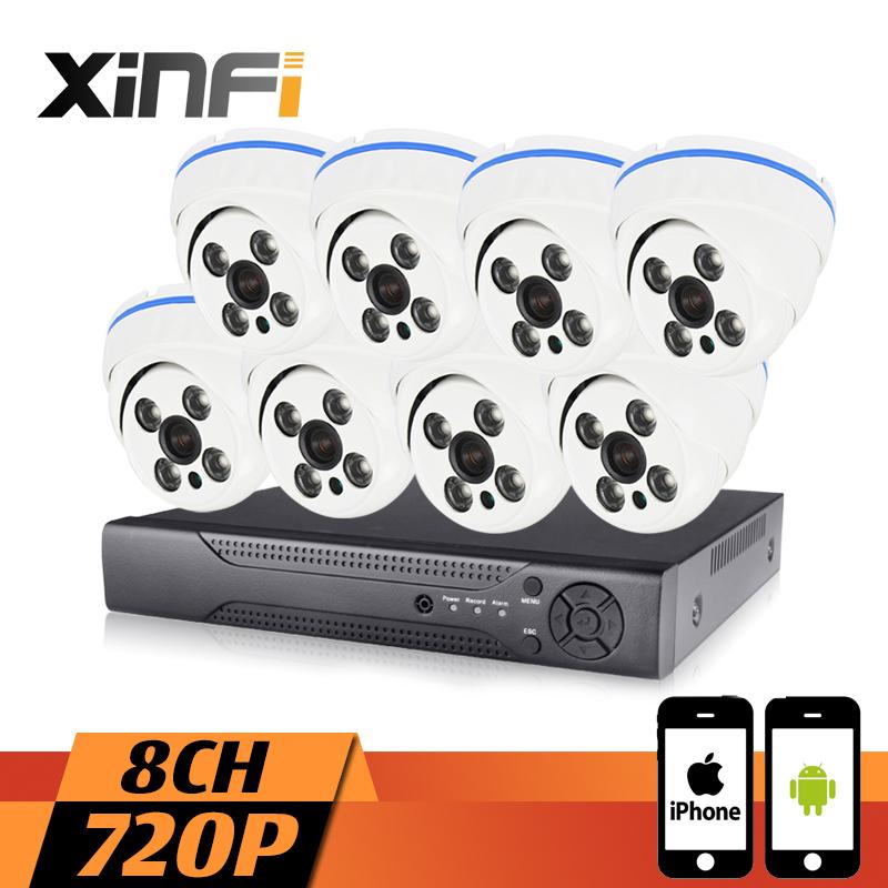 

XINFI 8CH 720P HD 1.0MP Home Security Camera System CCTV kit Weatherproof Dome IP Camera Real-time Recording P2P,onvif