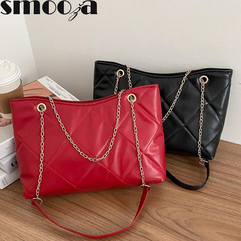 

SMOOZA Shoulder Bags For Women 2021 New Trendy Crossbody Handbags Large Capacity Rhombic Chain Bag Fashion Casual Shopping Bags, Black