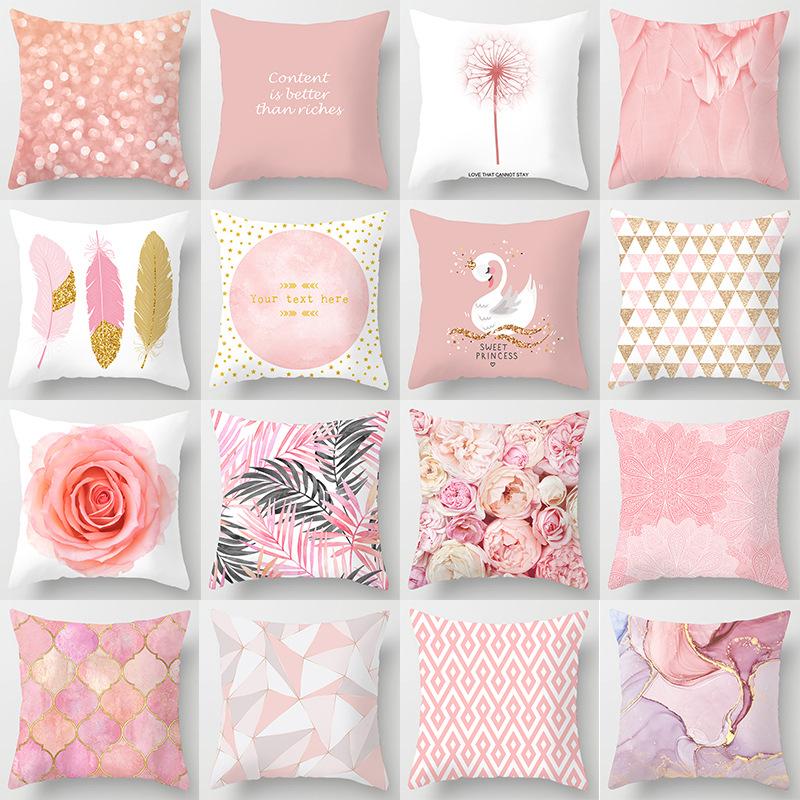 

Pink Feather Pillowcase Decorative Sofa Cushion Case Bed Pillow Cover Home Decor Car Cushion Cover Cute Pillow Case 45*45cm, Black