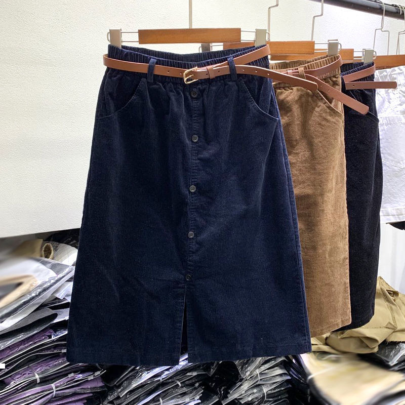 

New fashion 2021 streetwear velvet women's skirts Mid winter long high elastic waistline division black skirt y417 TO1S, Unkkaqiseunk