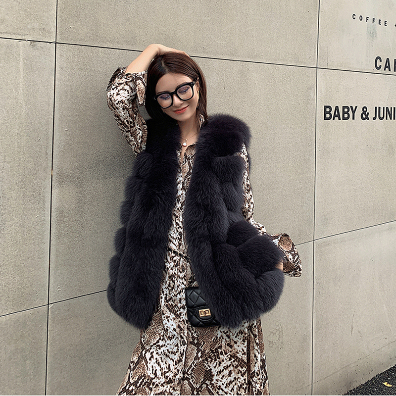 

Natural Winter New Women Real Fox 2020 Warm Ladies Custom Gilets Skin Vest Xw76, White