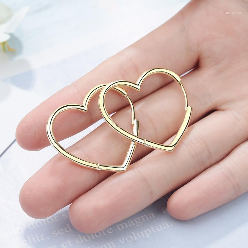 

Korean Fashion Elegant Love Heart Gold Silver Color Hoop Earrings Rings Piercing Hoops Earing Circle Huggie Women's Jewelry1